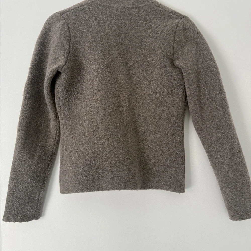 Zara Taupe-Asymmetric Buttoned Knit Jacket - Picture 3 of 3